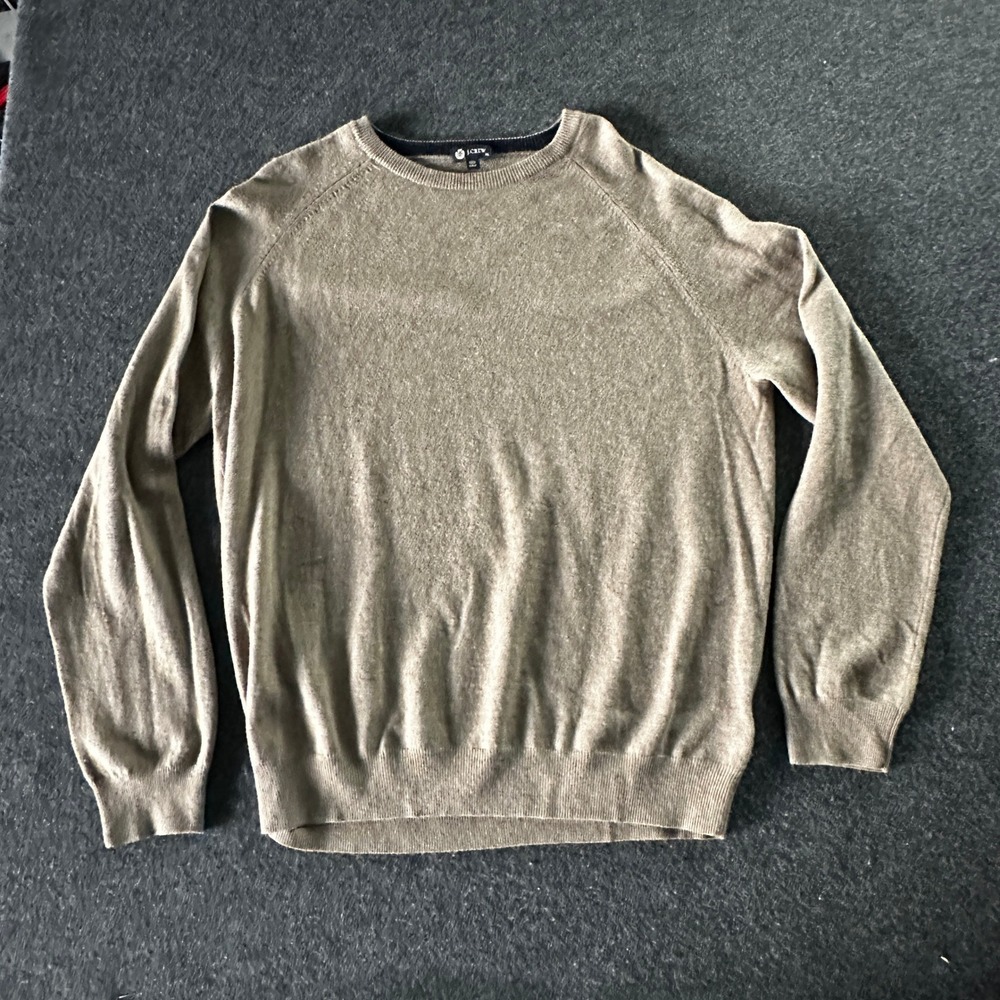 J.Crew Mens Merino Wool Crewneck Sweater Brown XL 18161 FA09 Raglan Sleeves